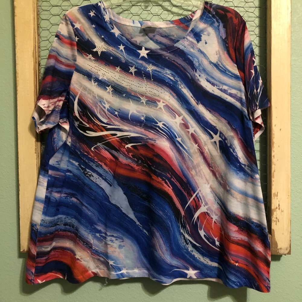 Plus size Patriotic Flowy blouse